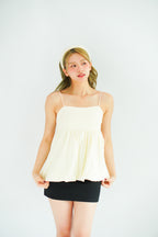 Gumi Puffy Babydoll Top in Cream