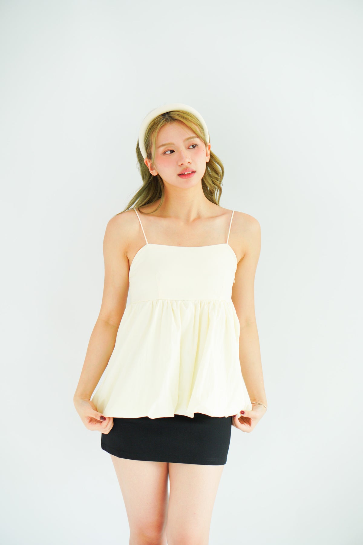 Gumi Puffy Babydoll Top in Cream