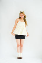 Gumi Puffy Babydoll Top in Cream