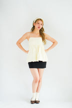 Gumi Puffy Babydoll Top in Cream