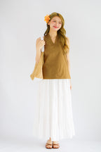 Maliah V Neck Flowy Top in Khaki Brown