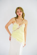 Zinira Asymmetrical Lace Camisole Top in Yellow