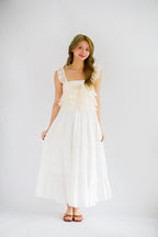 Yumi Layered Crop Lace Top in Cream