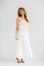 Yumi Layered Crop Lace Top in Cream