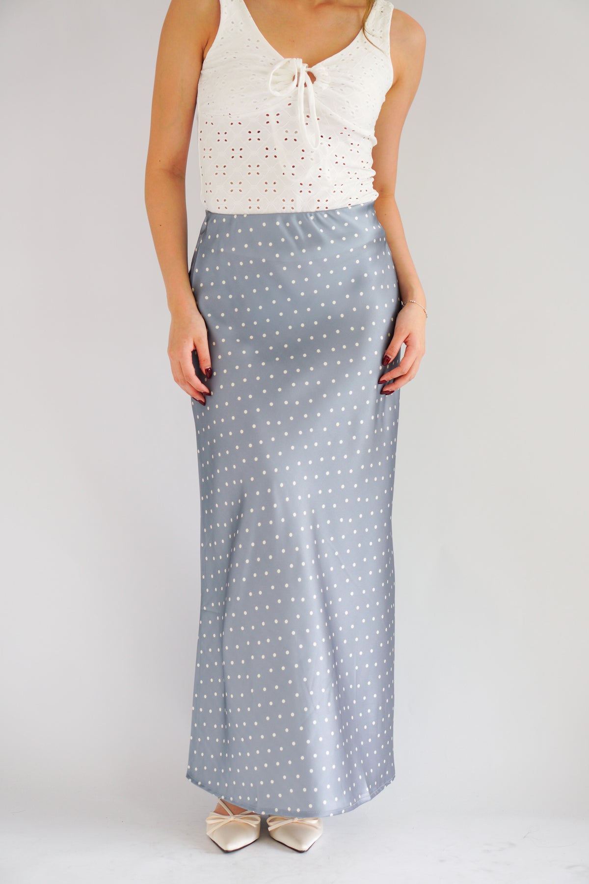 Rachie Maxi Skirt with Polkadot in Blue