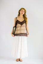 Yanice Checkered Lace Camisole Top
