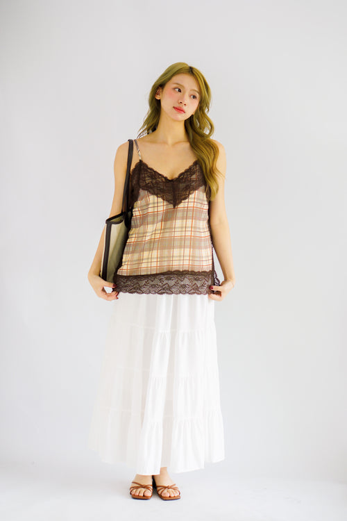 Yanice Checkered Lace Camisole Top