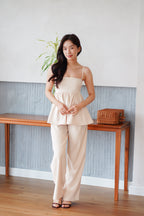 Clara Wide Legged Pants by Bash in Soft Beige