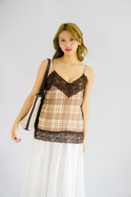 Yanice Checkered Lace Camisole Top