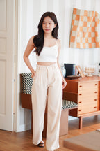 Clara Wide Legged Pants by Bash in Soft Beige