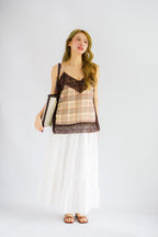 Yanice Checkered Lace Camisole Top