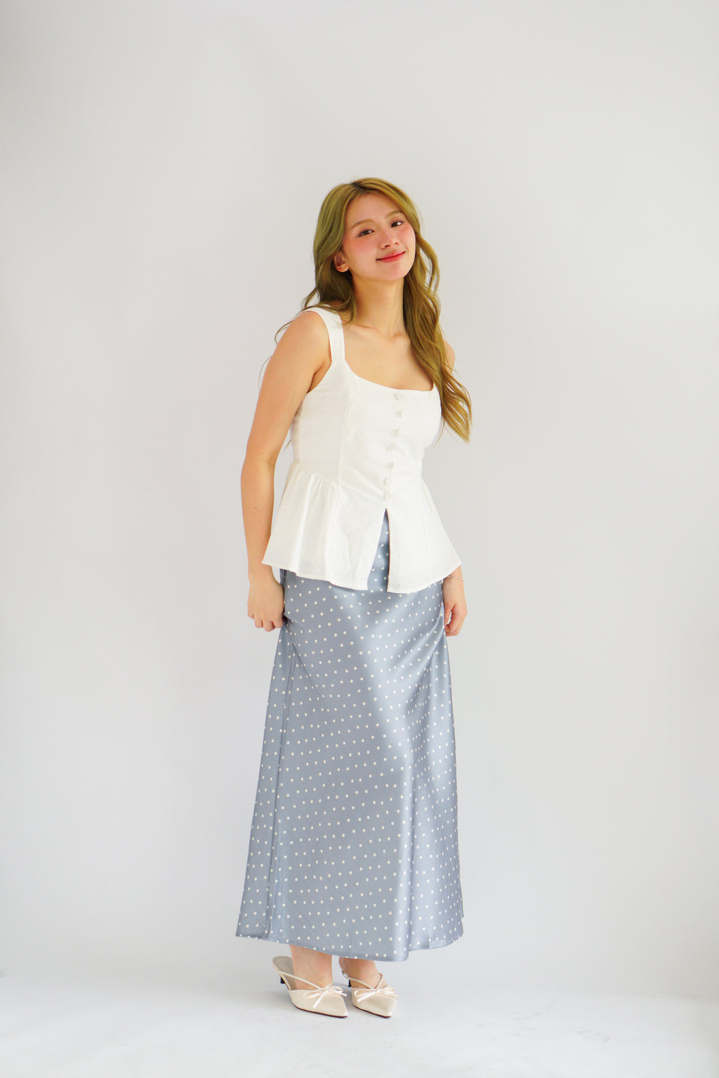 Rachie Maxi Skirt with Polkadot in Blue