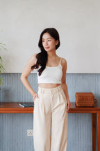 Clara Wide Legged Pants by Bash in Soft Beige