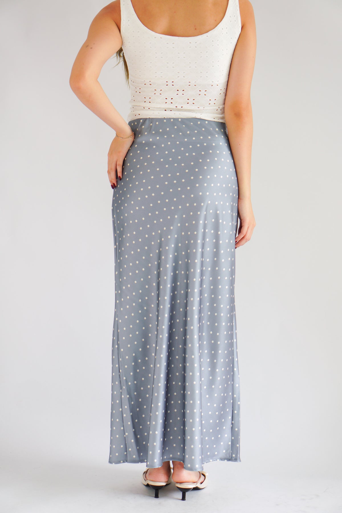 Rachie Maxi Skirt with Polkadot in Blue