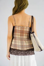 Yanice Checkered Lace Camisole Top