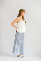 Amalie Linen Button Down Peplum Top in White
