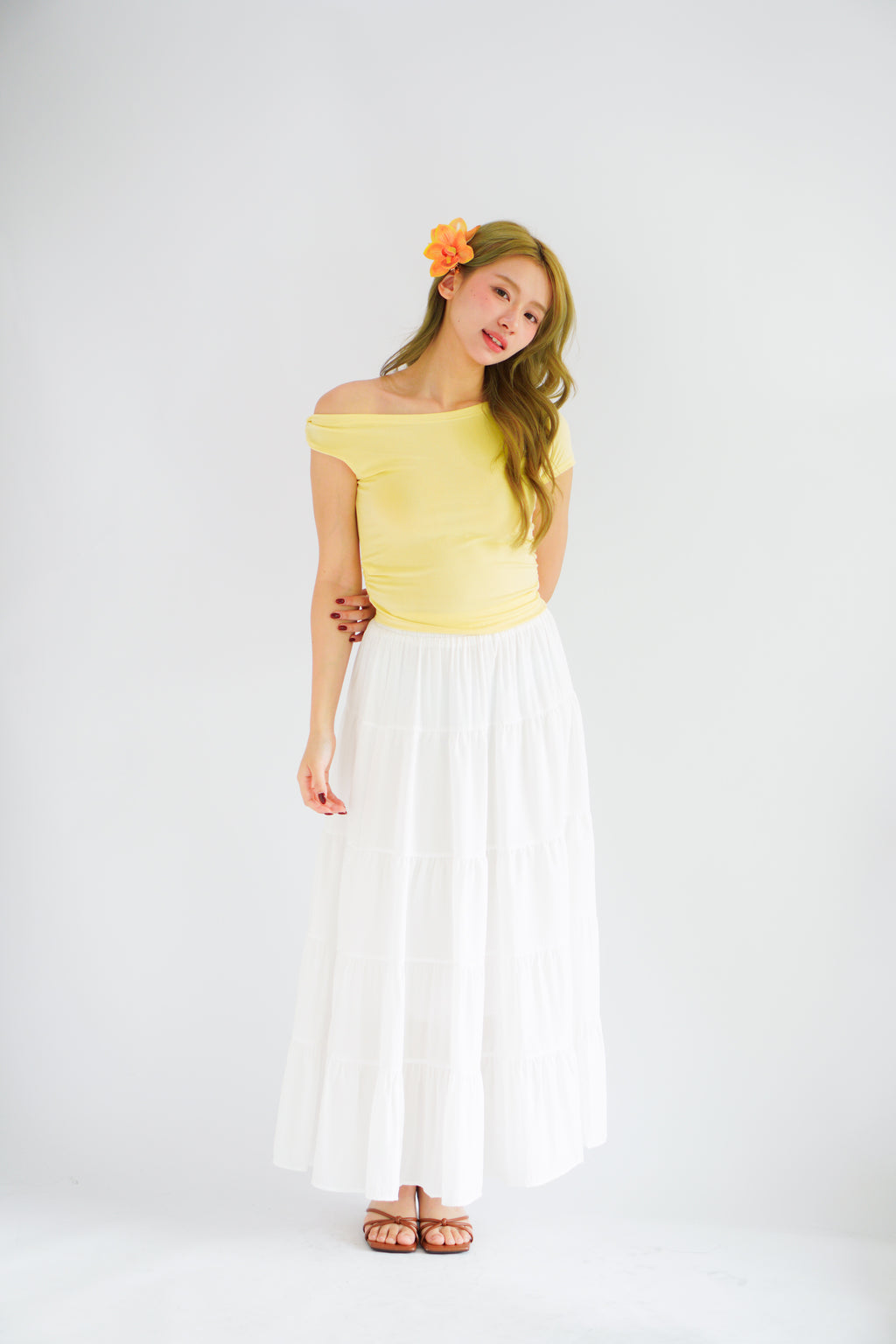 Kendra Toga Ruched Top in Yellow