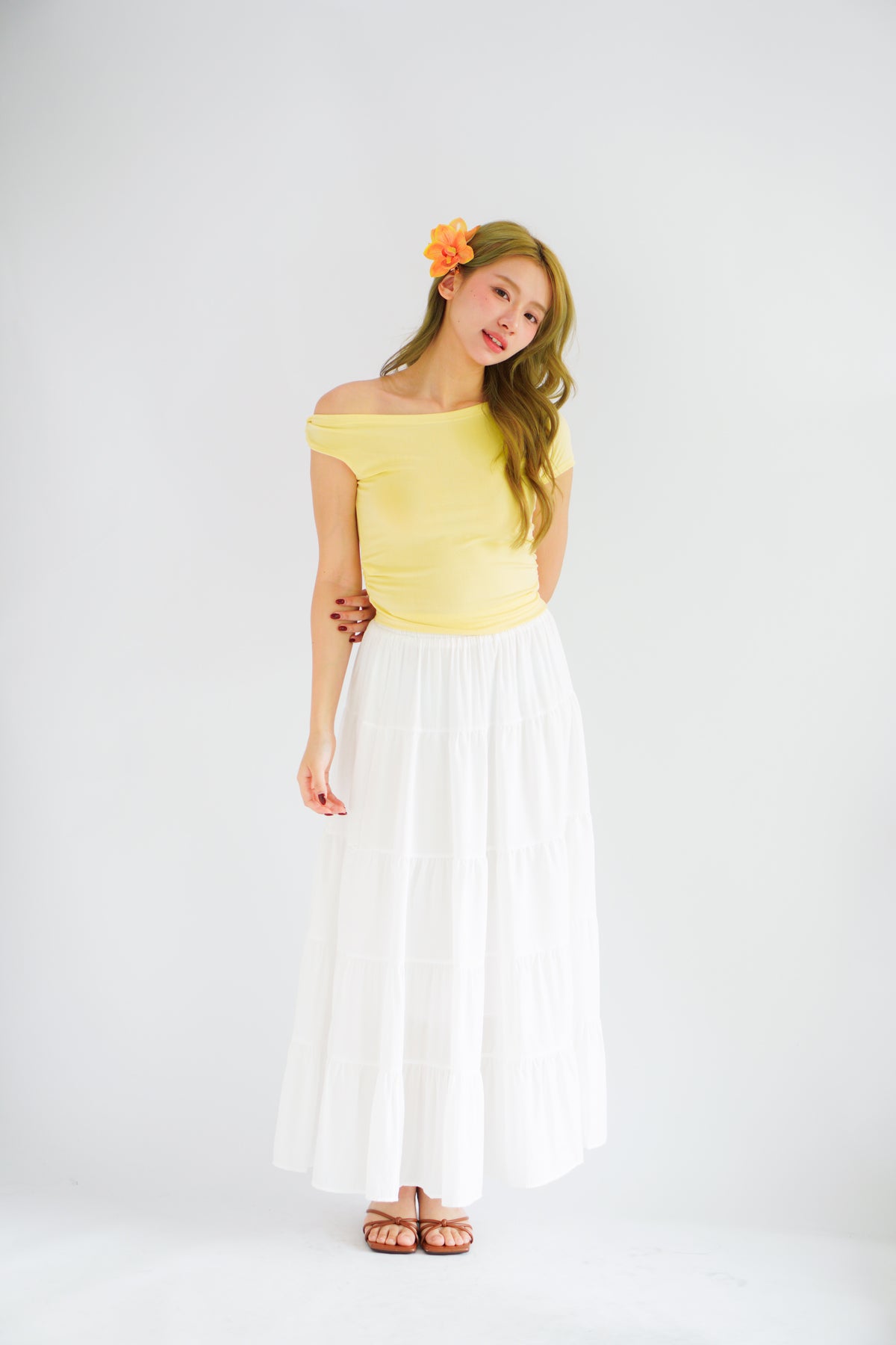 Kendra Toga Ruched Top in Yellow