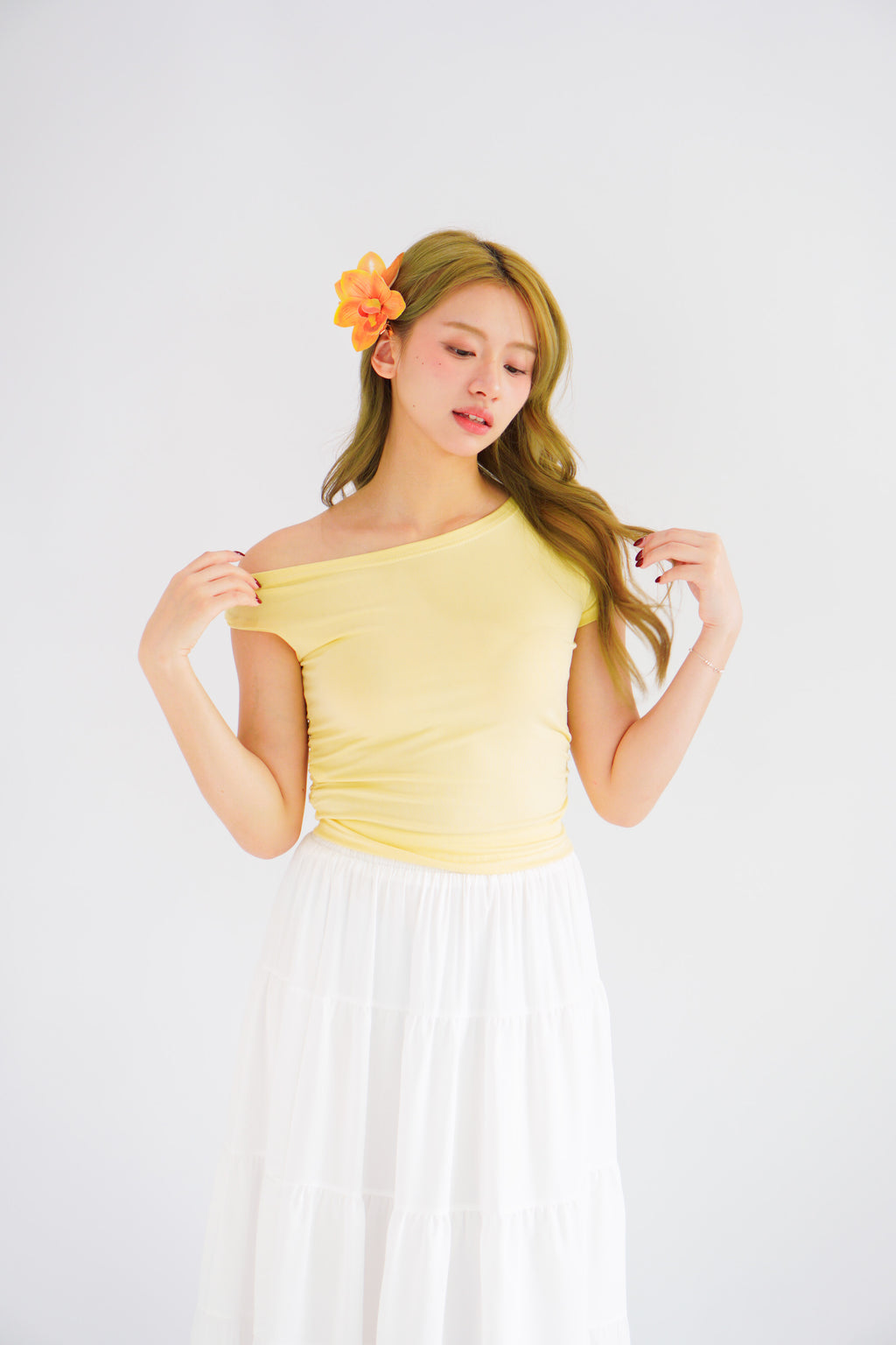 Kendra Toga Ruched Top in Yellow