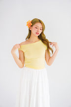 Kendra Toga Ruched Top in Yellow