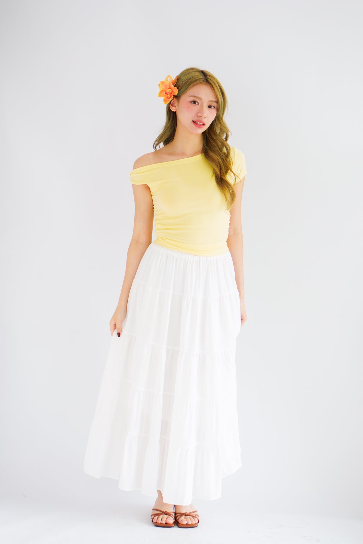 Kendra Toga Ruched Top in Yellow