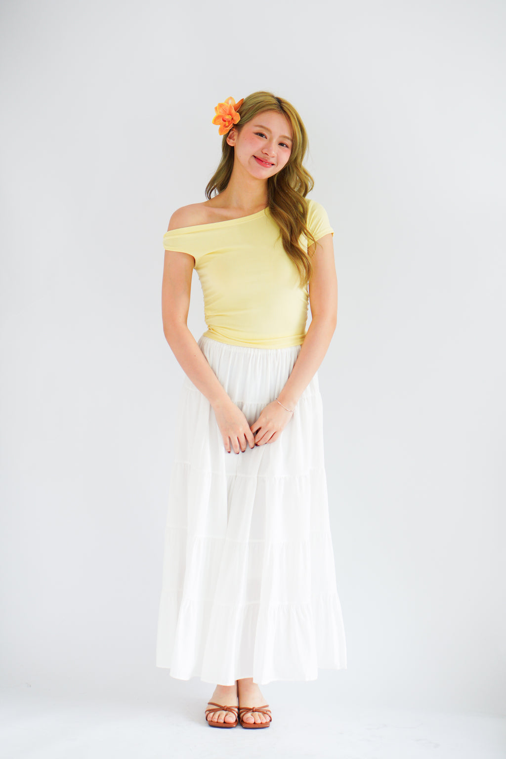 Kendra Toga Ruched Top in Yellow