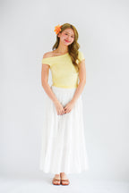 Kendra Toga Ruched Top in Yellow