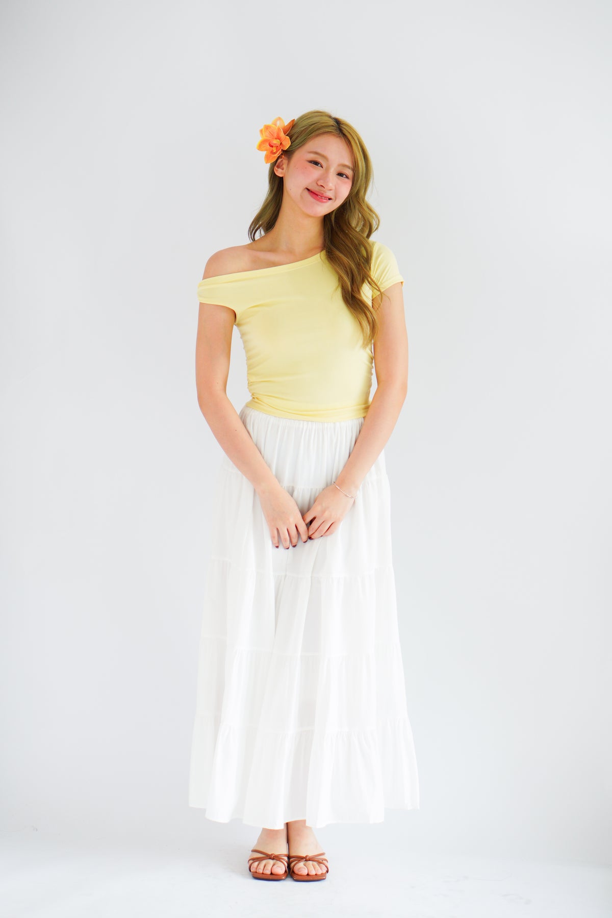 Kendra Toga Ruched Top in Yellow
