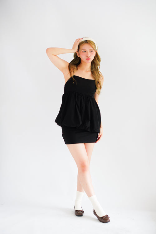 Gumi Puffy Babydoll Top in Black