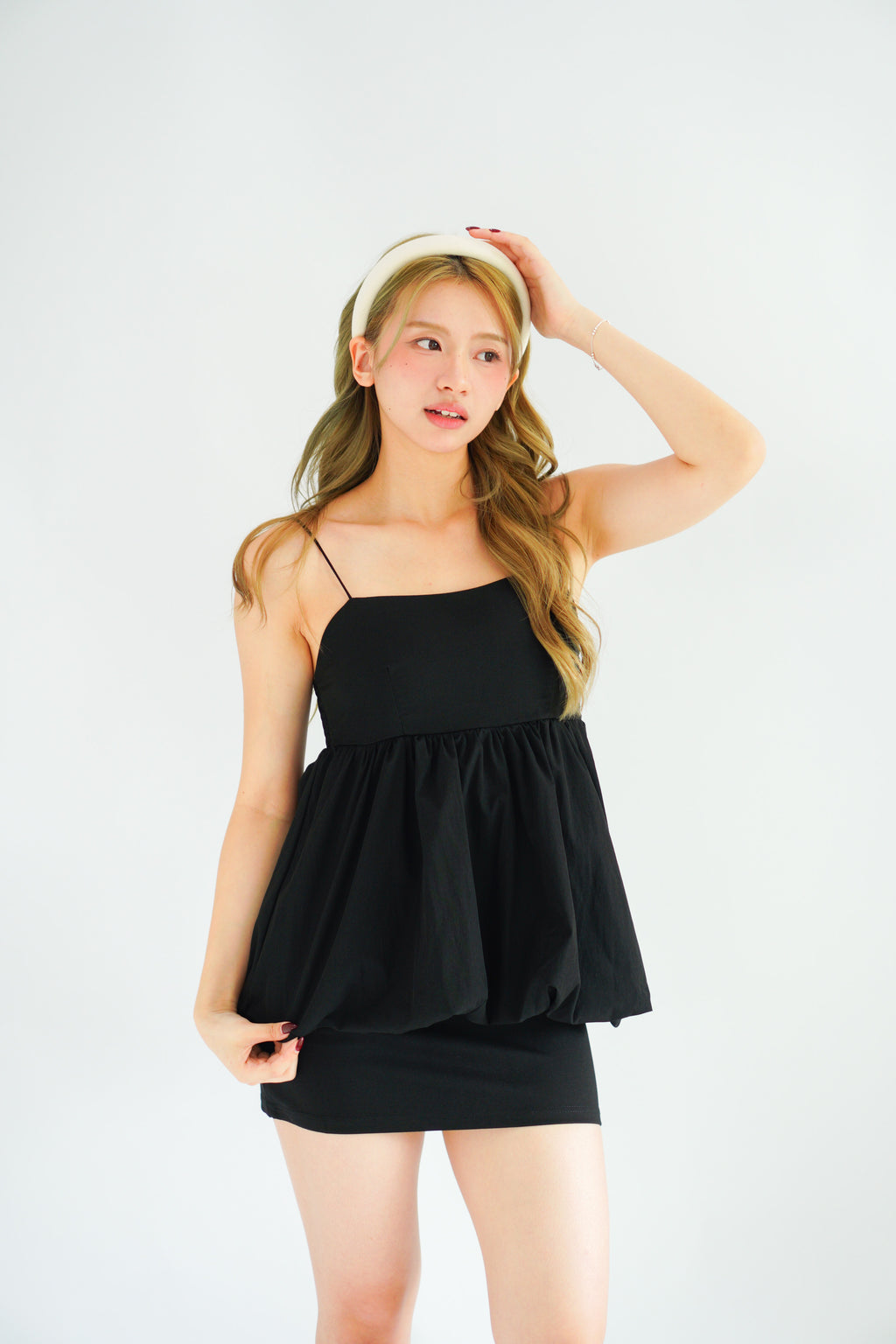 Gumi Puffy Babydoll Top in Black