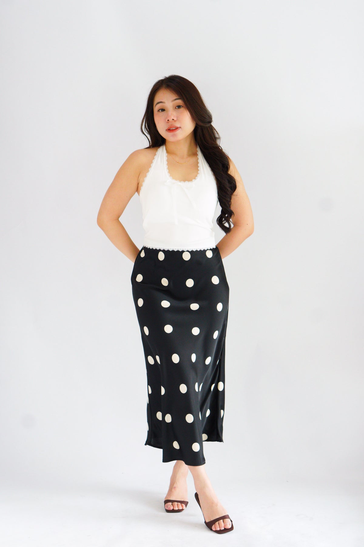 Dottie Padded Halter Lace Ribbon Top in White
