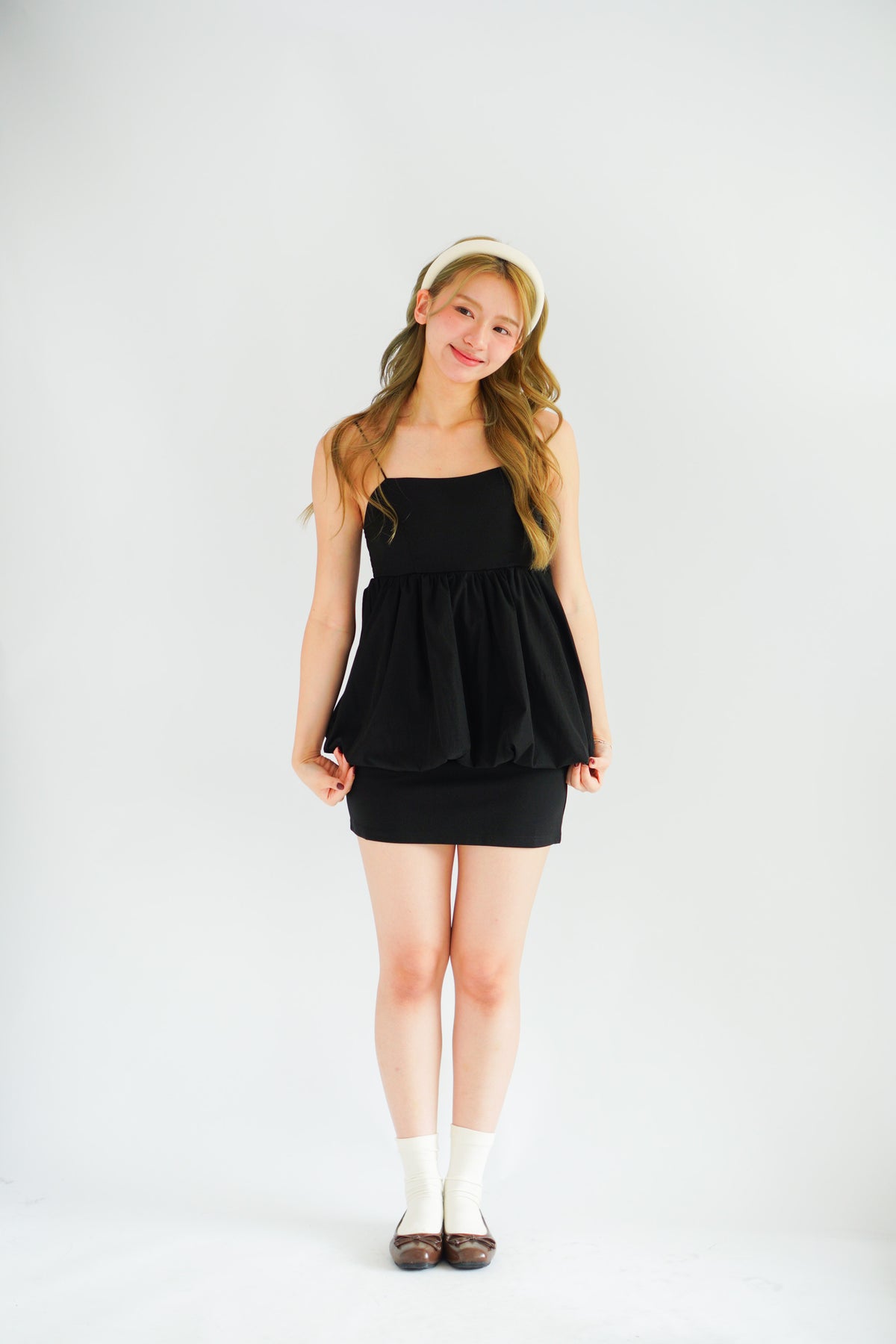 Gumi Puffy Babydoll Top in Black