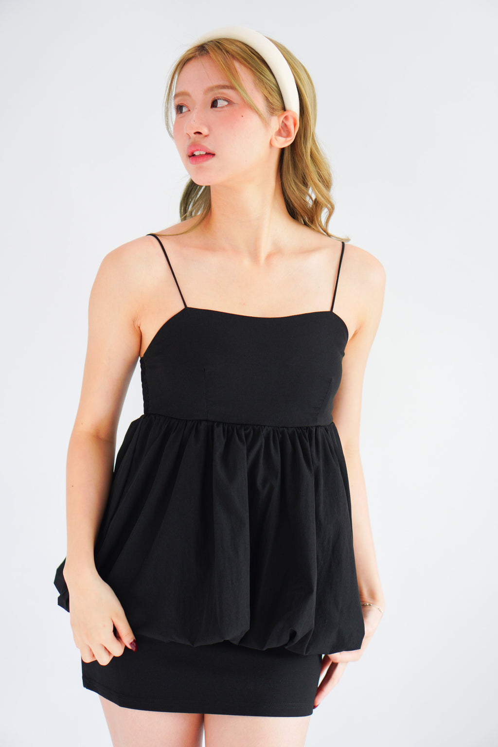 Gumi Puffy Babydoll Top in Black