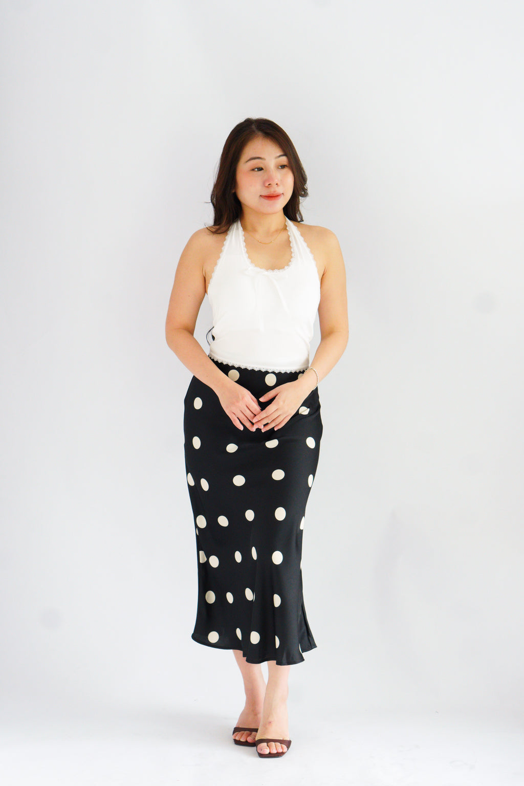 Dottie Padded Halter Lace Ribbon Top in White