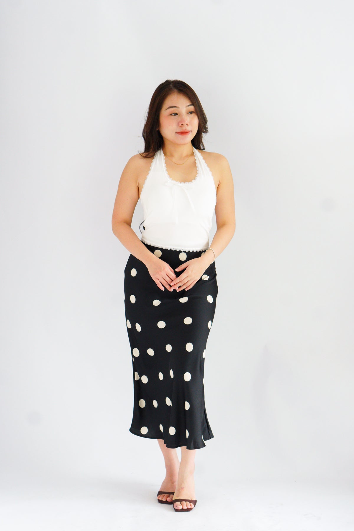 Dottie Padded Halter Lace Ribbon Top in White
