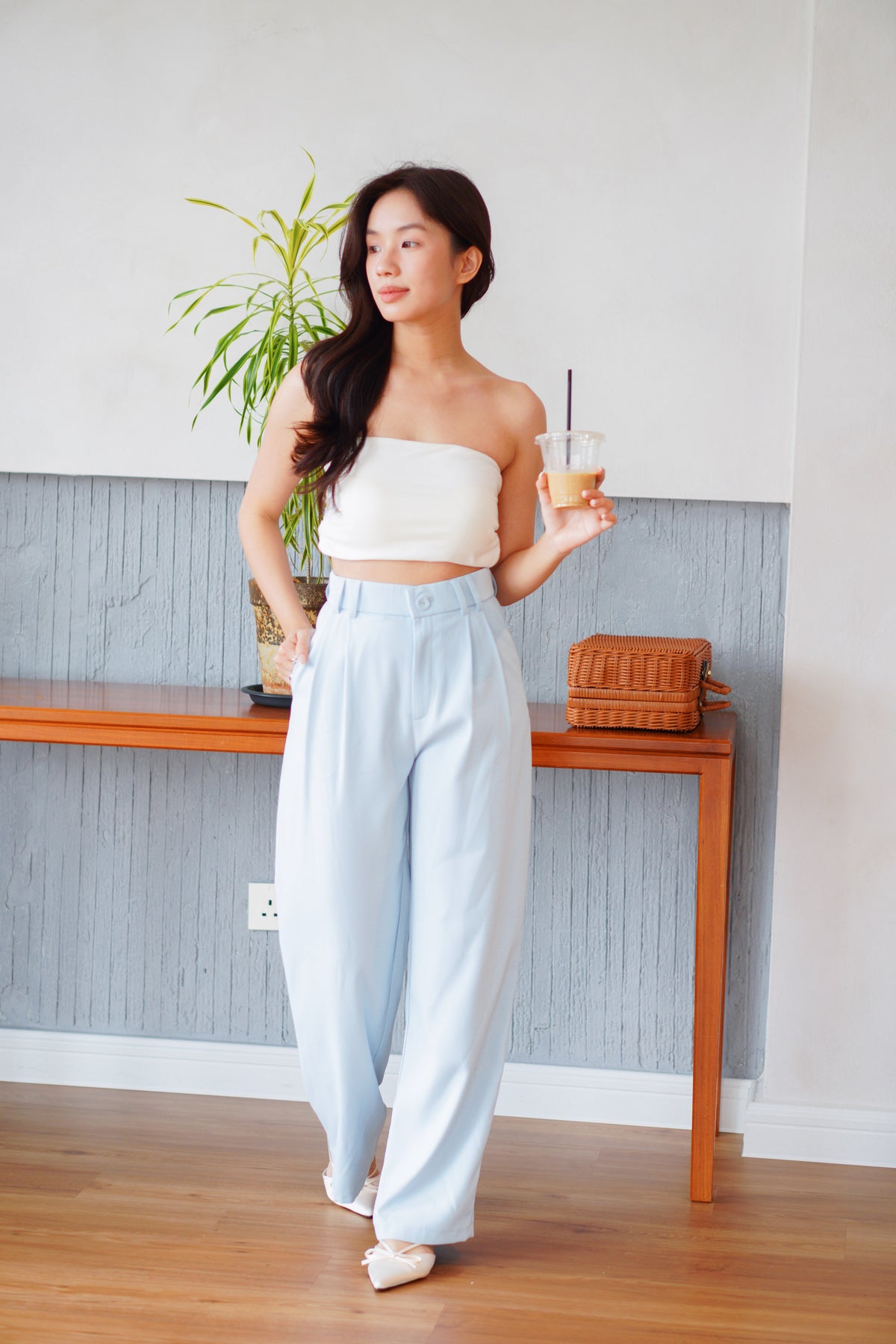 Clara Wide Legged Pants by Bash in Baby Blue
