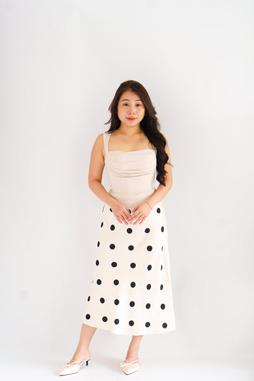Ralyra Padded Ruched Bust Top in Beige