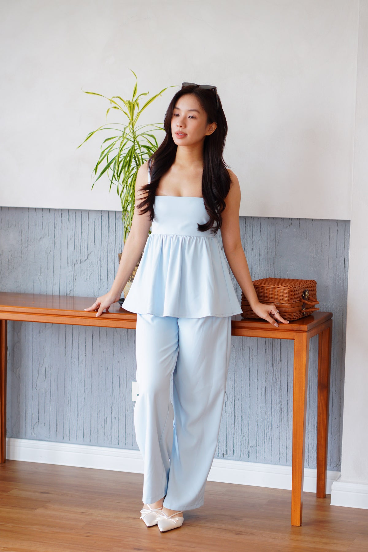 Clara Wide Legged Pants by Bash in Baby Blue