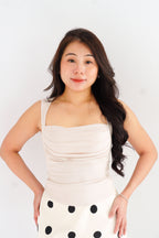 Ralyra Padded Ruched Bust Top in Beige