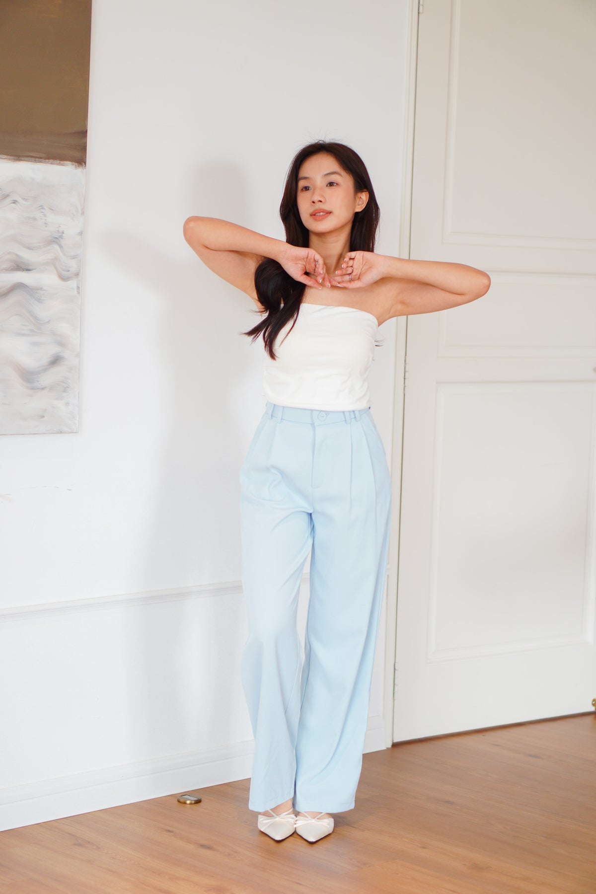 Clara Wide Legged Pants by Bash in Baby Blue