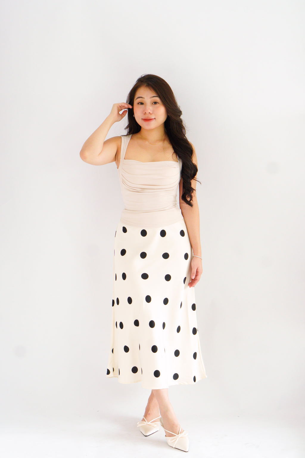 Ralyra Padded Ruched Bust Top in Beige
