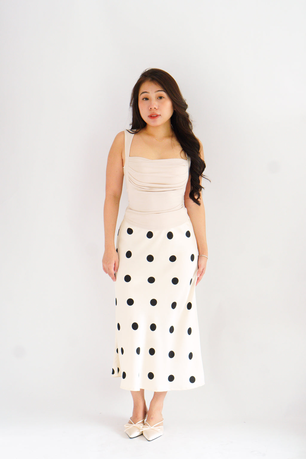 Ralyra Padded Ruched Bust Top in Beige