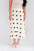 Savi Midi Skirt with Large Polkadot in Cream