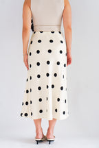Savi Midi Skirt with Large Polkadot in Cream
