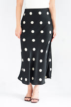 Savi Midi Skirt with Large Polkadot in Black