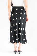 Savi Midi Skirt with Large Polkadot in Black