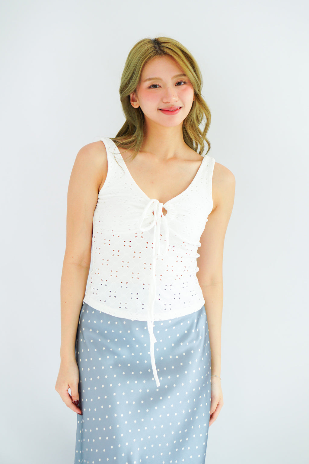 Vincy Eyelet Lace Top in White