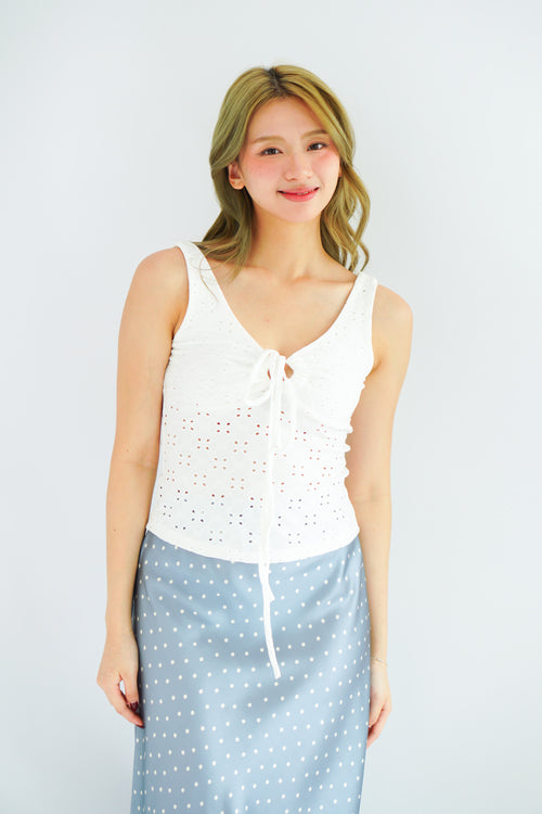 Vincy Eyelet Lace Top in White