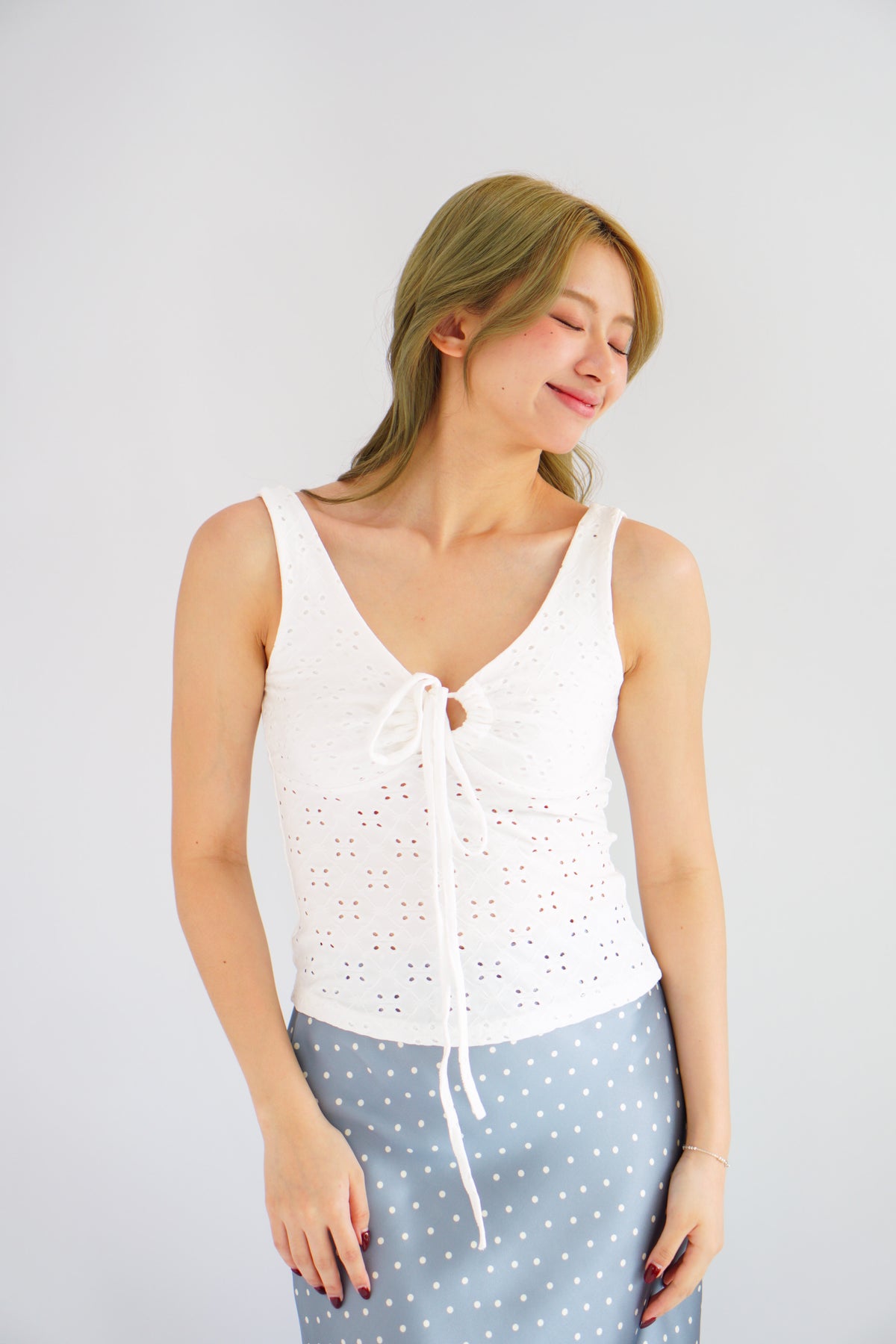 Vincy Eyelet Lace Top in White