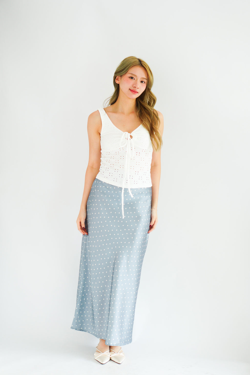 Vincy Eyelet Lace Top in White